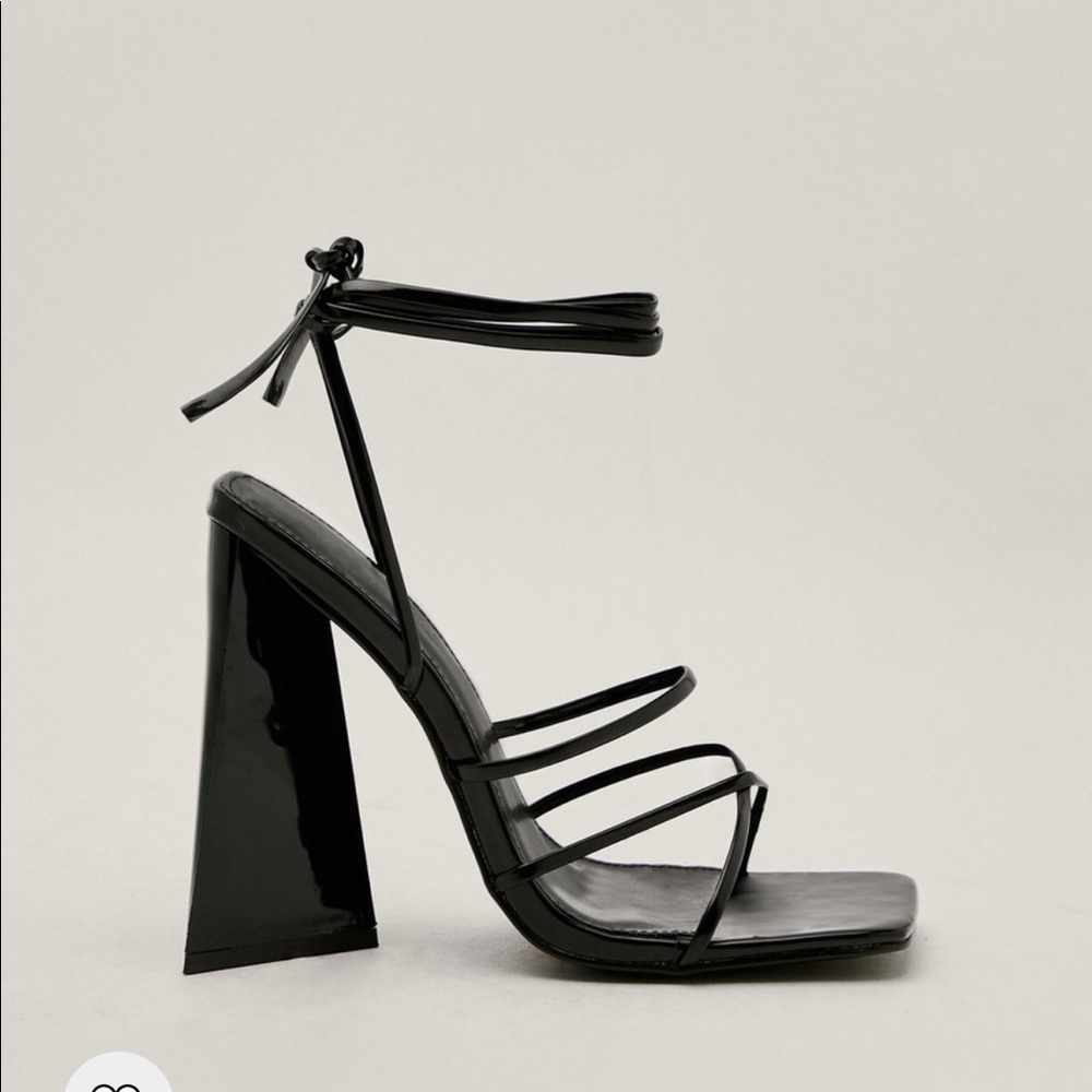 NASTYGAL Strappy Faux Leather Flare Block Heels